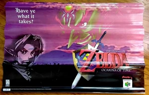 RARE 1998 Nintendo 64 Zelda Ocarina of Time 25x36" vinyl banner, used, a fe scra - Bild 1 von 5
