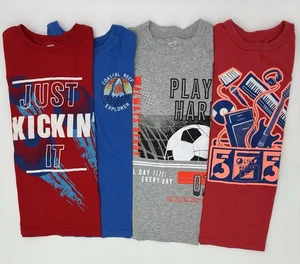 Lot Of 4 Boys Graphic T-shirts Size 10 Carters Gap Soccer Music Shark - Picture 1 of 4