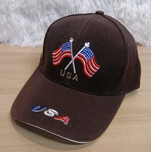 USA American Flag Hat Brown Baseball Cap - Picture 1 of 5
