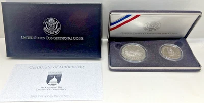 1989S Proof Silver Dollar & Half Dollar U.S. Congressional Coins - Image 1 of 4
