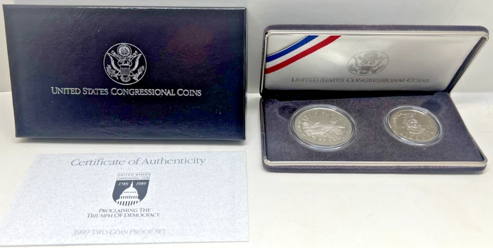 1989S Proof Silver Dollar & Half Dollar U.S. Congressional Coins - Image 1 of 4