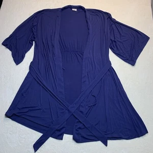 Soma Robe L/XL Navy Knee Length Knit Intimates Elbow Sleeve Pockets Soft - Picture 1 of 5