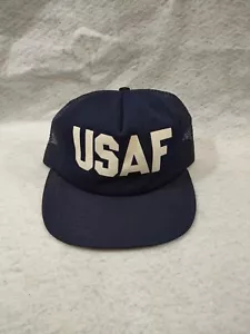 Vintage USAF Mesh Snapback Trucker Mütze Cap Blau Made In USA - Bild 1 von 10