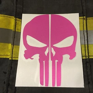 PUNISHER SKULL REFLECTIVE FIRE HELMET DECALS FIRE HELMET STICKER - PINK - Picture 1 of 2
