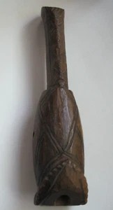 Vintage TRADITIONAL TRIBAL LOBI AFRICAN WOOD CARVED FLUTE - Picture 1 of 7