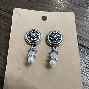 Brighton Faux Pearl Post Drop Dangle Earrings RETIRED - Picture 1 of 6