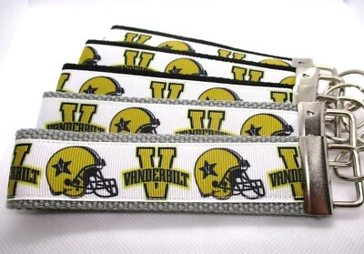 Vanderbilt Univ Commodores Ribbon on Strong Webbing Key Fob Wristlet Keychain TN - Image 1 of 4