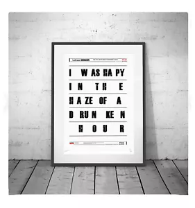 I was happy in the haze of a drunken hour ❤ song lyrics Limited Edition Print - Picture 1 of 61