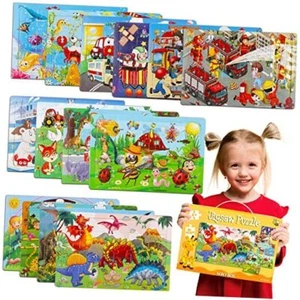 Puzzles for Kids Ages 4-8, 14 Pack Wooden Jigsaw Puzzles 30 Pieces Preschool - Picture 1 of 7