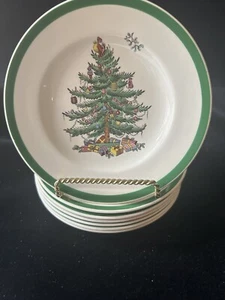 Spode Christmas Tree 6.5" bread plates lot of 7 England - Picture 1 of 4