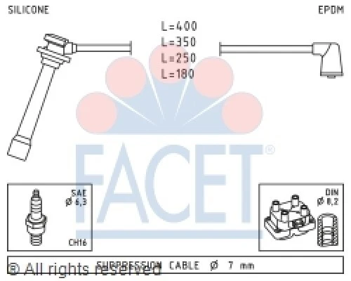 Juego de cables de bujía - Base Facet 4.7239 se adapta a 01-02 Kia Rio Foto 1 de 1