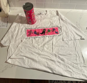 Vtg So Many Shoes Only Two Feet Funny Fashion Shopping T-Shirt 90s XL with Bank - Picture 1 of 7