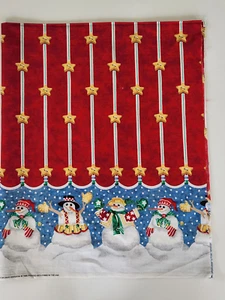 Daisy Kingdom Blizzard Jungen DBL Bordüre Baumwollstoff Schneemann 1 Yd x 44" rot - Bild 1 von 7