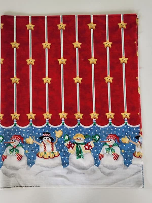 Daisy Kingdom Blizzard Boys DBL Border Cotton Fabric Snowman 1 Yd x 44" Red - Image 1 of 4