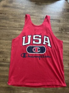 Vintage Champion Team USA Tank Top Shirt Mens Large Red 90s Made In USA 1990s - Picture 1 of 4