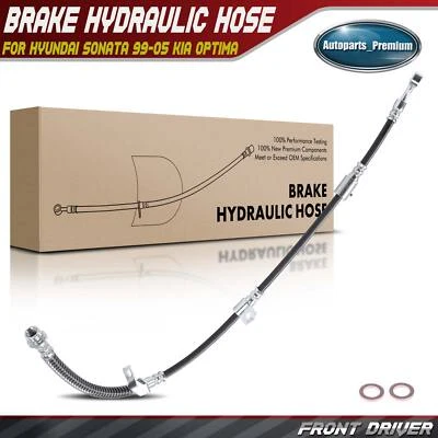 Front Driver Brake Hydraulic Hose for Hyundai Sonata 1999-2005 Kia Optima 01-05 - Image 1 of 4