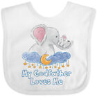 Inktastic My Godfather Loves Me Cute Elephants Cloud Moon And Stars Baby Bib Zoo