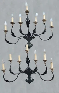 Paire d'Appliques En Fer Découpé, Fin XIXème Siècle - Imagen 1 de 8