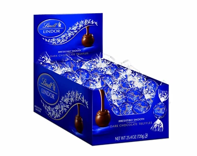 Trufas Lindor de chocolate, chocolate negro, ideales para regalos navideños, 60 unidades (P Foto 1 de 4