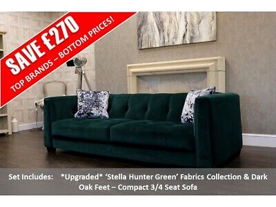 Colorado New Stella Hunter Green Fabric Compact 3/4 Seat Sofa • 949.95£