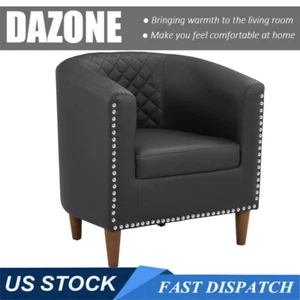 Accent Arm Chair PU Leather Modern Living Room Single Sofa Club Barrel Chair US - Picture 1 of 10