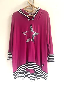 Taking Shape Pretty Basics Sz 14 Pink Obsession Star Sequined Long Sleeve Tunic - Picture 1 of 8