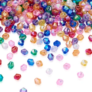 1530pcs/Box 4mm AB Color Plated Transparent Acrylic Faceted Bicone Beads Spacer - Picture 1 of 8
