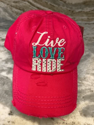 Gorra de béisbol rosa con paseo en vivo con monograma #niña Foto 1 de 3