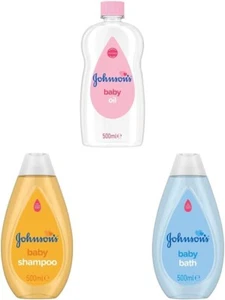 PACK OF 3 Johnsons Baby Oil, Bath & Shampoo Gentle Daily Care 500ml x 3 - Picture 1 of 7