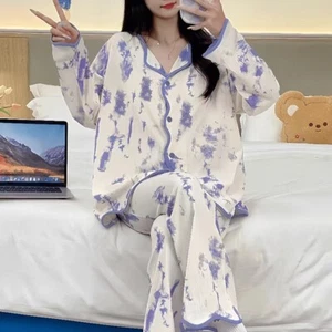 Women Long Sleeve Nightshirt Tee Pajama Top Pants T-Shirt Nightgown - Picture 1 of 21