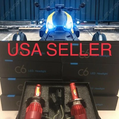 SUPER BLUE H4 LED HEADLIGHT CONVERSION BULBS kit 9003 10K jdm astar hid 10000K 2 - Image 1 of 4