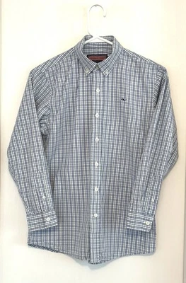 Camisa para niños Vineyard Vines The Whale manga larga verde azul a cuadros mediana (12-14) Foto 1 de 4