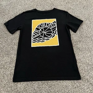Nike Shirt Boys XL Black Jordan Wings Basketball Logo Short Sleeve Crew Neck - Picture 1 of 8
