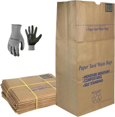 30 Gallon Lawn & Leaf 2-Ply Heavy-Duty Yard Waste Compost Refuse Paper Bags with - Image 1 of 4