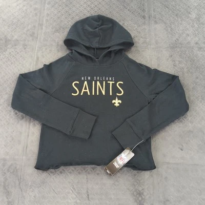 New Orleans Saints Hoodie Cropped NFL Team Apparel Girls Youth Large 14 Black - Image 1 of 4