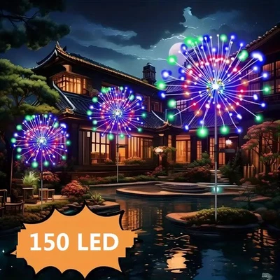 Solar Firework Lights 150LED Outdoor Waterproof Path Lawn Yard Garden Decor Lamp - Image 1 of 4