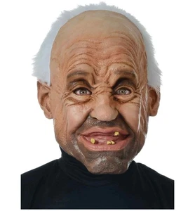 Gramps Old Man Grandpa Bald Elder Adult Mens Costume Latex 1/2 Mask With Hair - Picture 1 of 1