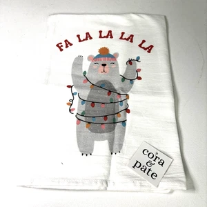 Hand or Tea Towel With Christmas Bear And "Fa La La La La" New With Tags - Picture 1 of 7