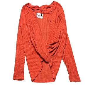 Anthropologie Akemi + Kin Orange Woodruff Waffle Knit Wrap Sweater Size M - Bild 1 von 4