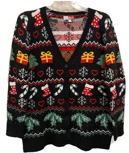 Merry Wear Long Sleeve V Neck Button Down Christmas Cardigan Women’s Size XL - Picture 1 of 8