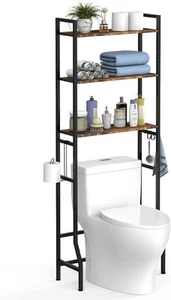 CADUKE Over The Toilet Storage, 3-Tier Bathroom Organizer Rack with Brown - Picture 1 of 7