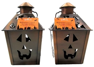 Hallmark Halloween Teelicht Windlicht - Bronze Metall - Set (2) - 9" hoch Neu - Bild 1 von 6