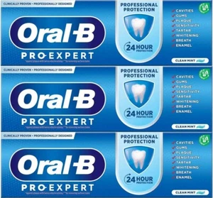 3 Oral-B Pro Expert Healthy White Fluoride Toothpaste Whitening Mint SugarShield - Picture 1 of 5