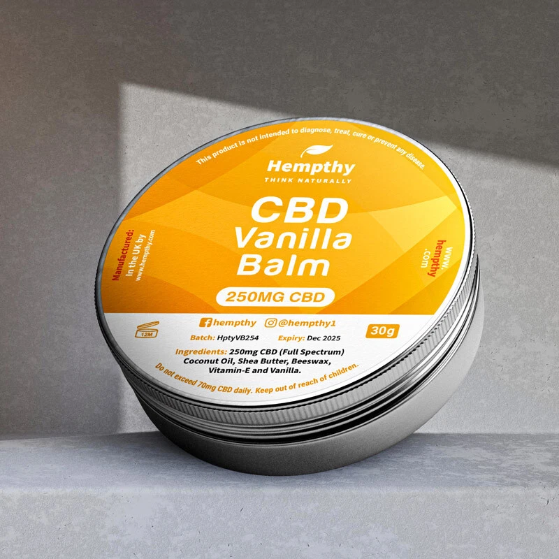 HEMPTHY CBD Balm Full Spectrum | Vanilla Balm Infused with Shea Butter | 250mg | 30g