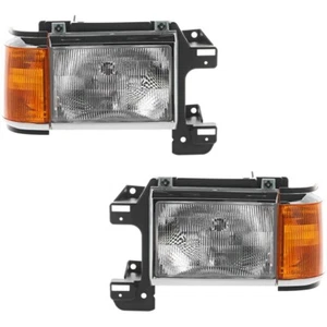 Left and Right Headlights For Ford F-150 1987-1991 Halogen w/ Bulb/s Chrome Trim - Picture 1 of 12