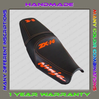 Design Seat Cover KAWASAKI NINJA ZX-14 (ZZR1400) 06-11 black+d.orange-gloss 001 - Image 1 of 4