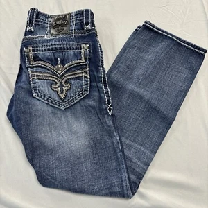Pantalones de mezclilla rectos relajados Ricky con hebilla Rock Revival para hombre talla 32x32 azul - Imagen 1 de 16