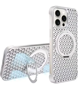 Frameless Phone Case with Heat Dissipation for iPhone 15 Pro Max Silver - Picture 1 of 16