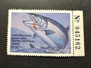 1996 WISCONSIN - State Salmon & Trout Great Lakes Fishing Stamp - MNH - Picture 1 of 2