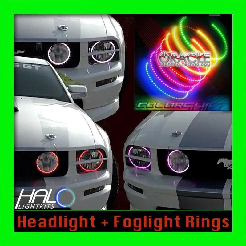 2005-2009 Oracle Ford MUSTANG Colorshift LED Scheinwerfer + Halo Set Mit / - Bild 1 von 4
